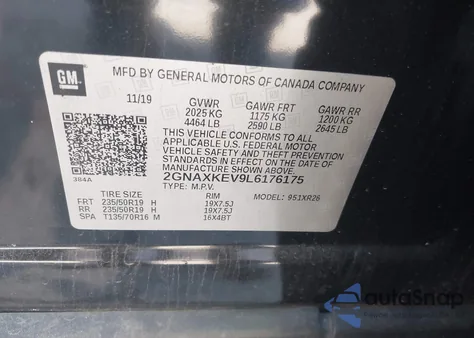 2020 Chevrolet Equinox Fwd Lt 1.5L Turbo from USA, damaged, VIN 2GNAXKEV9L6176175